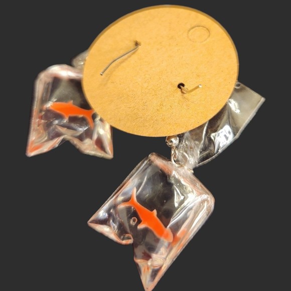 Goldfish Bag Earrings with Wire Hook - Picture 2 of 2